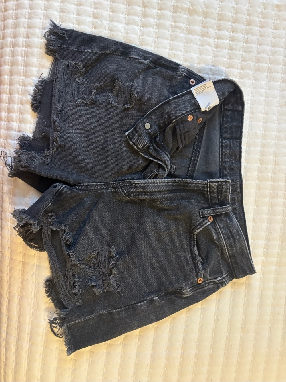 American Eagle Black Distressed Women's Denim Shorts